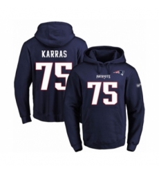 Football Mens New England Patriots 75 Ted Karras Navy Blue Name Number Pullover Hoodie