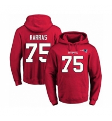 Football Mens New England Patriots 75 Ted Karras Red Name Number Pullover Hoodie