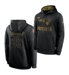 Men New England Patriots 35 Kyle Dugger 2020 Salute To Service Black Sideline Performance Pullover Hoodie