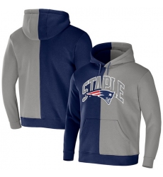 Men New England Patriots Navy Grey Split Logo Pullover Hoodie