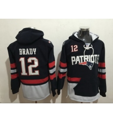 Men Nike New England Patriots Tom Brady 12 NFL Winter Thick Hoodie