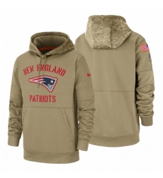Mens New England Patriots 2019 Salute to Service Tan Sideline Therma Pullover Hoodie