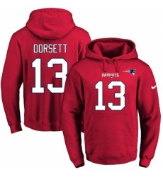 NFL Mens Nike New England Patriots 13 Phillip Dorsett Red Name Number Pullover Hoodie