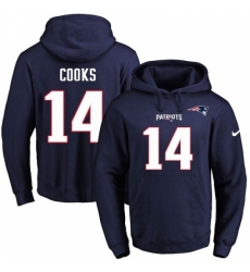 NFL Mens Nike New England Patriots 14 Brandin Cooks Navy Blue Name Number Pullover Hoodie