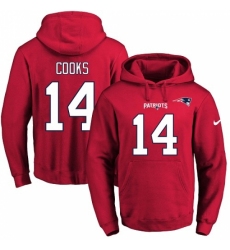 NFL Mens Nike New England Patriots 14 Brandin Cooks Red Name Number Pullover Hoodie