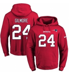 NFL Mens Nike New England Patriots 24 Stephon Gilmore Red Name Number Pullover Hoodie