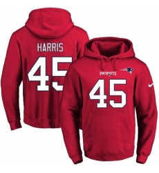 NFL Mens Nike New England Patriots 45 David Harris Red Name Number Pullover Hoodie