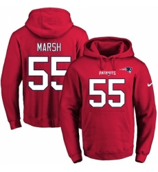 NFL Mens Nike New England Patriots 55 Cassius Marsh Red Name Number Pullover Hoodie
