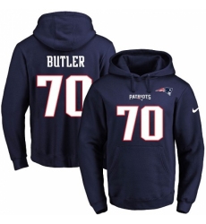 NFL Mens Nike New England Patriots 70 Adam Butler Navy Blue Name Number Pullover Hoodie