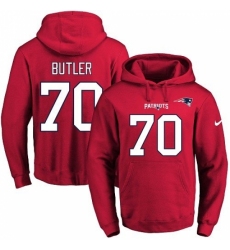 NFL Mens Nike New England Patriots 70 Adam Butler Red Name Number Pullover Hoodie