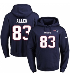 NFL Mens Nike New England Patriots 83 Dwayne Allen Navy Blue Name Number Pullover Hoodie