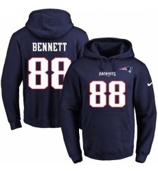 NFL Mens Nike New England Patriots 88 Martellus Bennett Navy Blue Name Number Pullover Hoodie