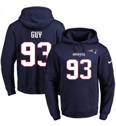 NFL Mens Nike New England Patriots 93 Lawrence Guy Navy Blue Name Number Pullover Hoodie