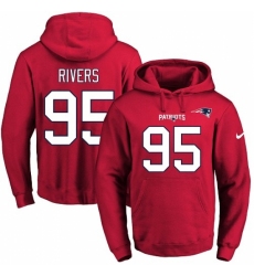 NFL Mens Nike New England Patriots 95 Derek Rivers Red Name Number Pullover Hoodie