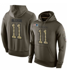 NFL Nike New England Patriots 11 Drew Bledsoe Green Salute To Service Mens Pullover Hoodie