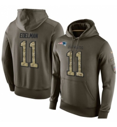 NFL Nike New England Patriots 11 Julian Edelman Green Salute To Service Mens Pullover Hoodie