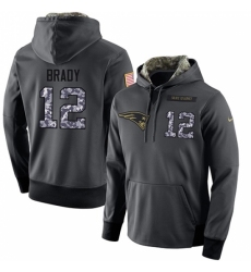 NFL Nike New England Patriots 12 Tom Brady Stitched Black Anthracite Salute to Service Player Performance Hoodie