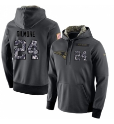 NFL Nike New England Patriots 24 Stephon Gilmore Stitched Black Anthracite Salute to Service Player Performance Hoodie