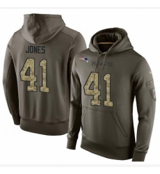 NFL Nike New England Patriots 41 Cyrus Jones Green Salute To Service Mens Pullover Hoodie