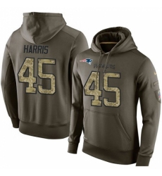 NFL Nike New England Patriots 45 David Harris Green Salute To Service Mens Pullover Hoodie