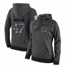 NFL Womens Nike New Orleans Saints 47 Alex Anzalone Stitched Black Anthracite Salute to Service Player Performance Hoodie