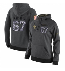 NFL Womens Nike New Orleans Saints 67 Larry Warford Stitched Black Anthracite Salute to Service Player Performance Hoodie