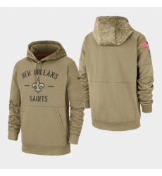 Mens New Orleans Saints Tan 2019 Salute to Service Sideline Therma Pullover Hoodie