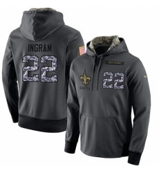 NFL Mens Nike New Orleans Saints 22 Mark Ingram Stitched Black Anthracite Salute to Service Player Performance Hoodie