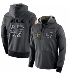NFL Mens Nike New Orleans Saints 47 Alex Anzalone Stitched Black Anthracite Salute to Service Player Performance Hoodie