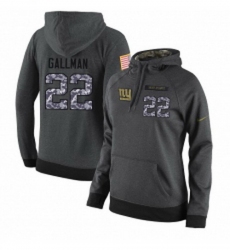 NFL Womens Nike New York Giants 22 Wayne Gallman Stitched Black Anthracite Salute to Service Player Performance Hoodie