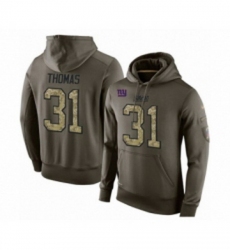 Football Mens New York Giants 31 Michael Thomas Green Salute To Service Pullover Hoodie