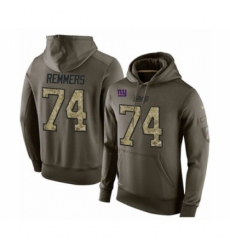 Football Mens New York Giants 74 Mike Remmers Green Salute To Service Pullover Hoodie