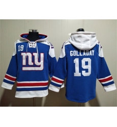 Men New York Giants 19 Kenny Golladay Blue Lace Up Pullover Hoodie