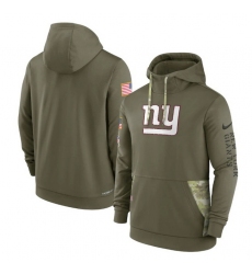 Men New York Giants 2022 Olive Salute To Service Therma Performance Pullover Hoodie
