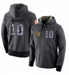 NFL Mens Nike New York Giants 10 Eli Manning Stitched Black Anthracite Salute to Service Player Performance Hoodie