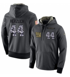 NFL Mens Nike New York Giants 44 Mark Herzlich Stitched Black Anthracite Salute to Service Player Performance Hoodie