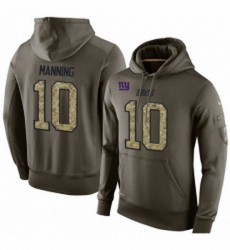 NFL Nike New York Giants 10 Eli Manning Green Salute To Service Mens Pullover Hoodie