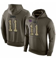 NFL Nike New York Giants 11 Phil Simms Green Salute To Service Mens Pullover Hoodie