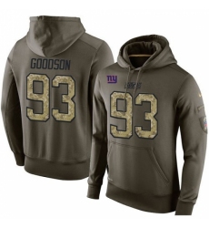 NFL Nike New York Giants 93 BJ Goodson Green Salute To Service Mens Pullover Hoodie
