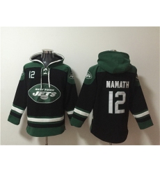 Men New York Jets 12 Joe Namath Black Ageless Must Have Lace Up Pullover Hoodie