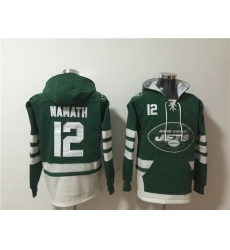 Men New York Jets 12 Joe Namath Green Ageless Must Have Lace Up Pullover Hoodie