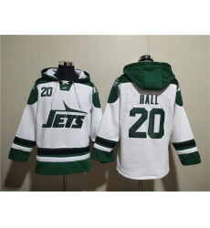 Men New York Jets 20 Breece Hall White Ageless Must Have Lace Up Pullover Hoodie