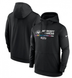 Men New York Jets 2022 Black Crucial Catch Therma Performance Pullover Hoodie