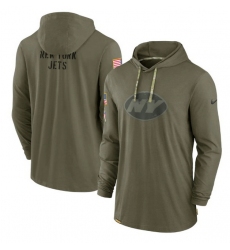 Men New York Jets 2022 Olive Salute To Service Tonal Pullover Hoodie
