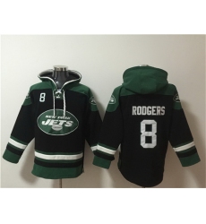 Men New York Jets 8 Aaron Rodgers Black Ageless Must Have Lace Up Pullover Hoodie