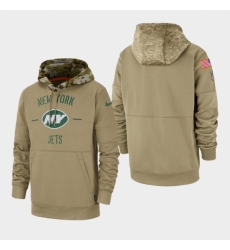 Mens New York Jets Tan 2019 Salute to Service Sideline Therma Pullover Hoodie