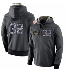 NFL Mens Nike New York Jets 32 Juston Burris Stitched Black Anthracite Salute to Service Player Performance Hoodie