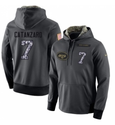 NFL Mens Nike New York Jets 7 Chandler Catanzaro Elite Stitched Black Anthracite Salute to Service Player Performance Hoodie
