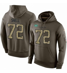 NFL Nike New York Jets 72 Brandon Shell Green Salute To Service Mens Pullover Hoodie