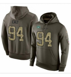 NFL Nike New York Jets 94 Kony Ealy Green Salute To Service Mens Pullover Hoodie